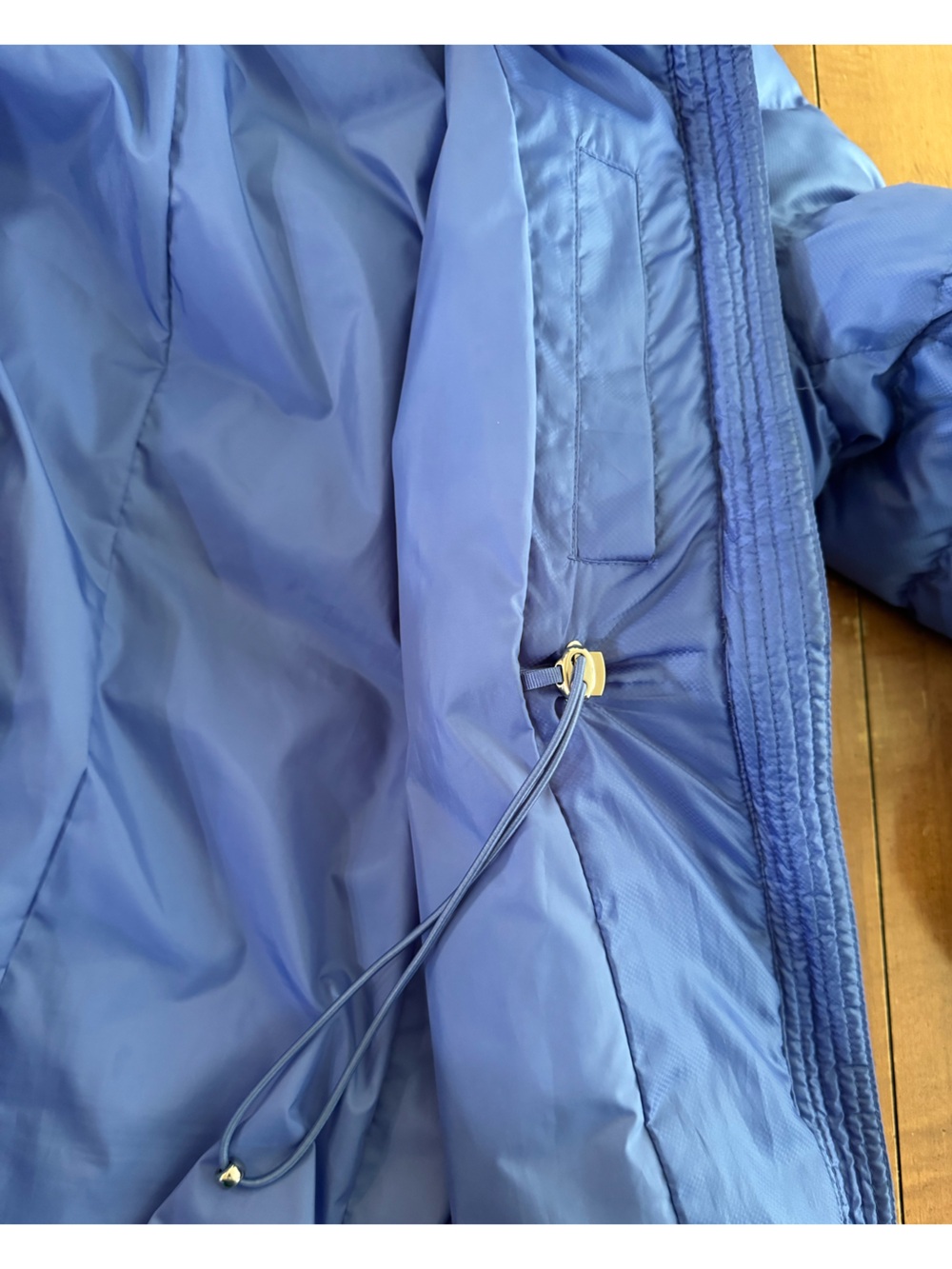 Women’s Lands' End Royal Cobalt Blue Hooded Mid-Length Puffer Coat Jacket, Large - Picture 5 of 12